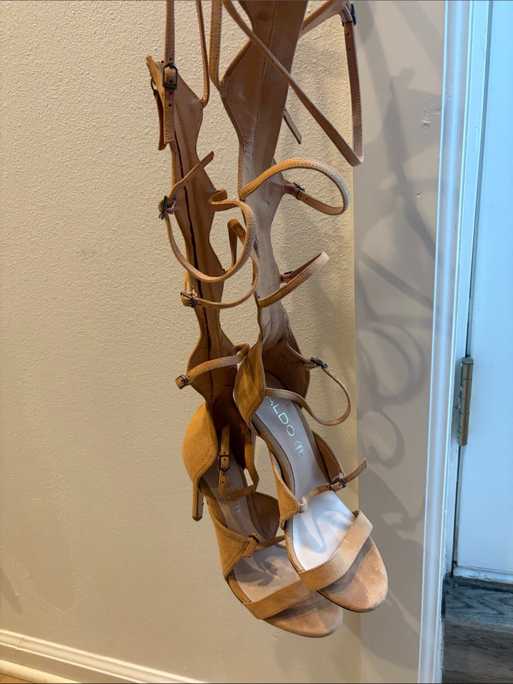 ALDO Tan Lace-Up Strappy Heels
